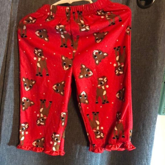 Girls Rudolf reindeer Christmas pajamas set - Picture 4 of 6